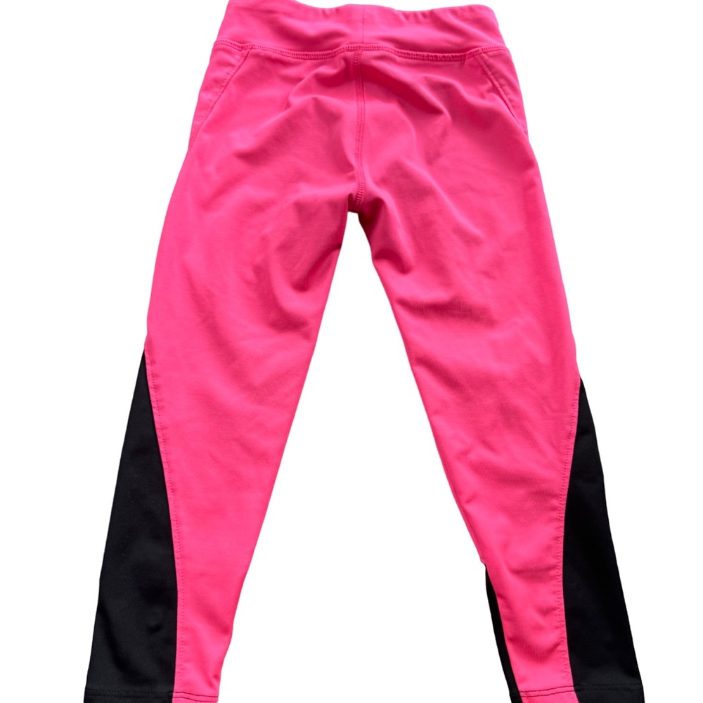 Under Armour Leggings Girls 4 Pink Black Pull On Activewear Youth Kids Athletic